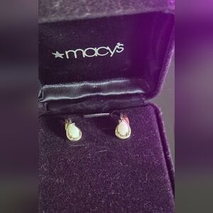 Alwand Vahan 925 Sterling 14K Gold Opal and Diamon Silver Teardrop Earrings